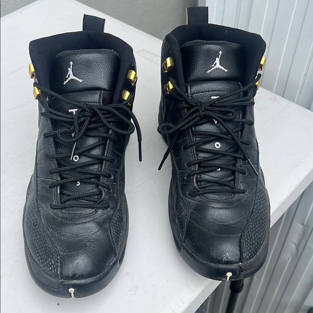 Jordan 12 Black Sneakers All-Black Leather Jumpman